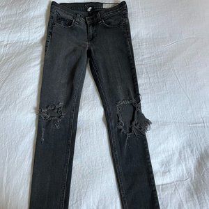 Rag & Bone mid rise dark grey skinny jeans